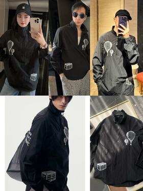 驴家热气球刺绣半拉链衬衫（波哥蕾姐穿M）