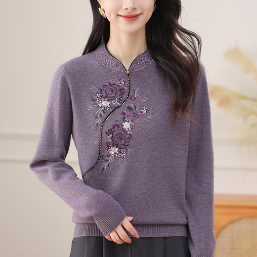 QF 62-72A国风刺绣上衣时髦洋气羊毛衫 商品图2