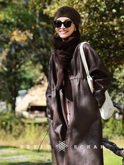 PETIT SCHAN小闪 CLO#926 Budapest 布达佩斯 绵羊皮抽绳设计款长款皮衣 商品图0