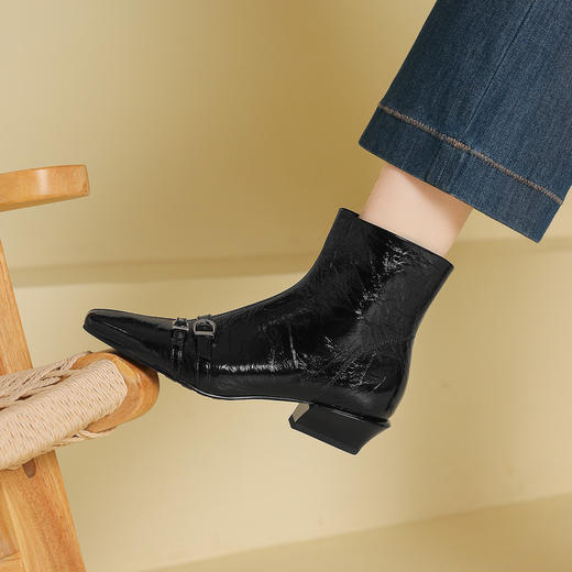 【预售5天】新款秋冬复古真皮气质英伦风靴子显瘦切尔西靴YS&7345 商品图4