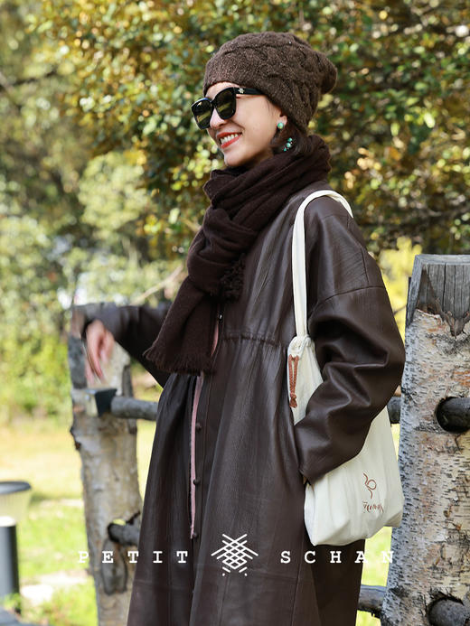 PETIT SCHAN小闪 CLO#926 Budapest 布达佩斯 绵羊皮抽绳设计款长款皮衣 商品图4