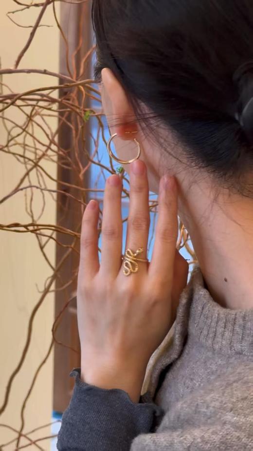 刘亦菲同款纯银镀24K真金Louise D经典素圈Hoop耳环 商品图7