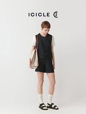 之禾女装2025秋季新款棉亚麻色织细斜纹马夹