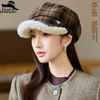 M3877（三角标毛绒格子八角帽）气质复古格子毛绒八角帽女秋冬季加厚文艺百搭贝雷帽百搭 商品缩略图2