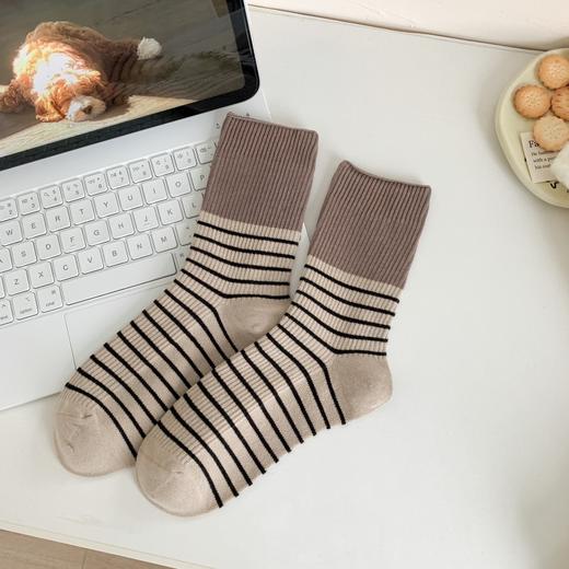分镜头秋冬韩系复古双针拼色精梳棉百基础搭短袜（不单卖，3双起售） 商品图3