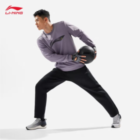 李宁男子冬季加绒保暖平脚运动裤AKLU555-1