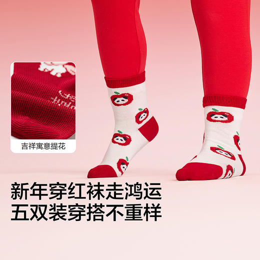 【balaOne】巴拉巴拉儿童袜子春秋男女童棉袜婴幼儿提花袜五双装 商品图3