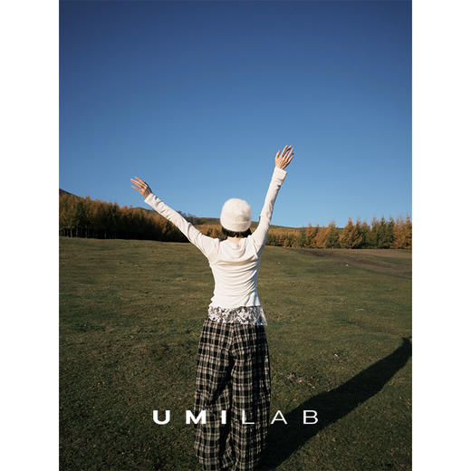 UMILAB｜光晕*绝美叠穿 柔软针织羊毛蕾丝拼接长袖T恤/U领背心T778W 商品图2