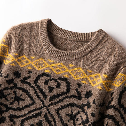 100%Baby小山羊绒~圆领羊绒衫复古民族风加厚毛衣BABY25137 商品图3