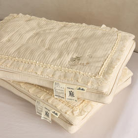 自然醒双层二合一可拆花边棉麻蚕丝枕XK