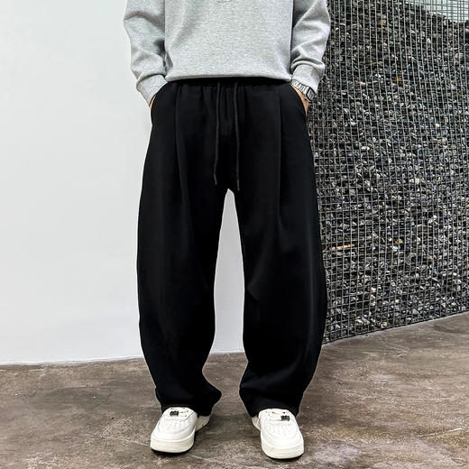 徐太浪加绒【褶皱感 不挑身材】系绳松紧腰卫裤男春秋防风运动裤长裤 商品图1