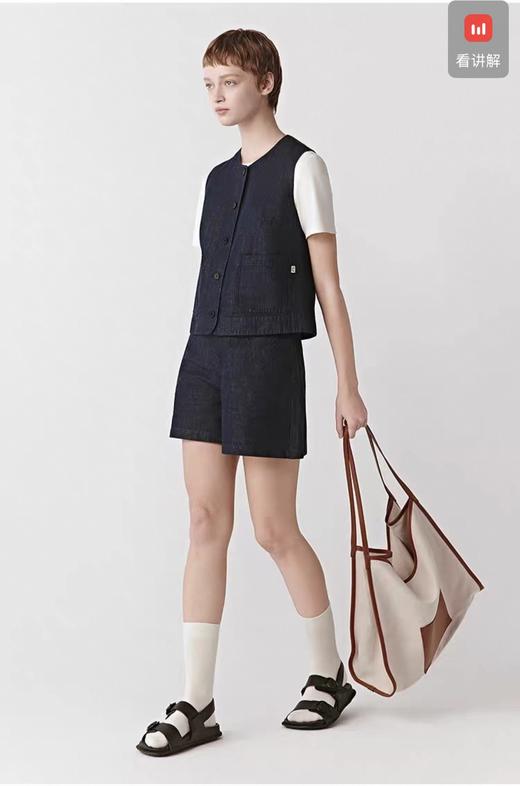 之禾女装2025秋季新款棉亚麻色织细斜纹马夹 商品图2