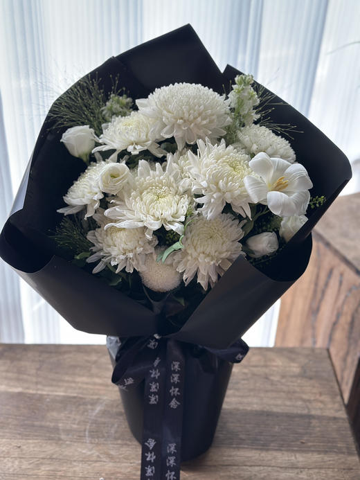 清明节混搭白色菊花花束 商品图2
