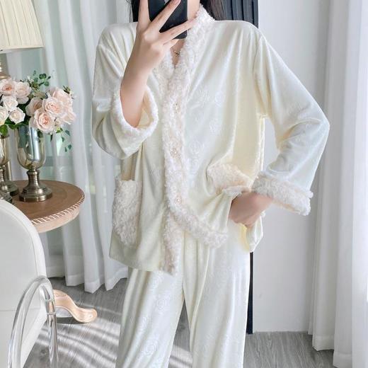 【海岛绒小香家居服】2025新款女长袖长裤加厚软妹家居服小香风简约秋冬睡衣 商品图3
