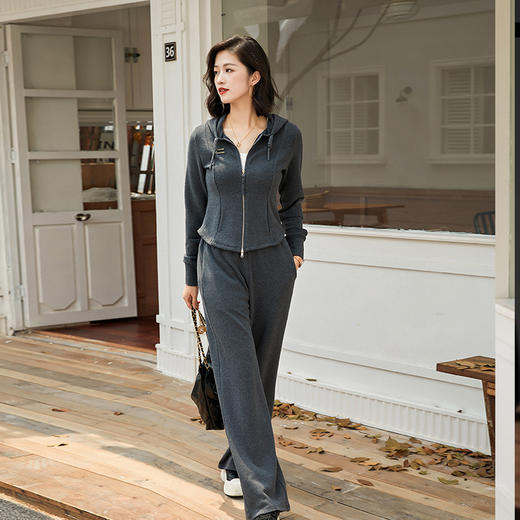 丁摩 秋冬新品女装两件套卫衣套装休闲含羊毛桑蚕丝5ZF-75309 商品图2