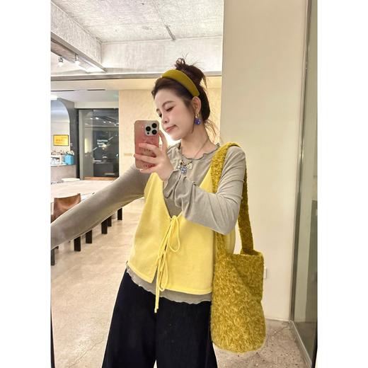 25AW上新【现货折上95折】 【复古编织】简约绑带吊带背心叠穿内搭针织打底衫上衣两件套 商品图1