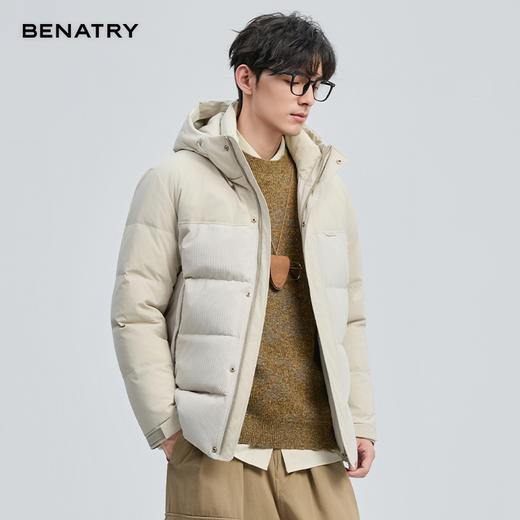 贝纳川冬季新品提花肌理连帽羽绒服ECF405268 商品图2