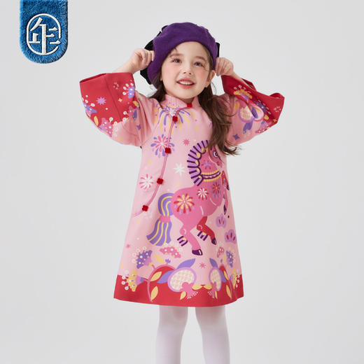 【云优选】年衣童装旗袍裙女童秋冬新款唐装连衣裙新中式盛世跃马旗袍裙 商品图1