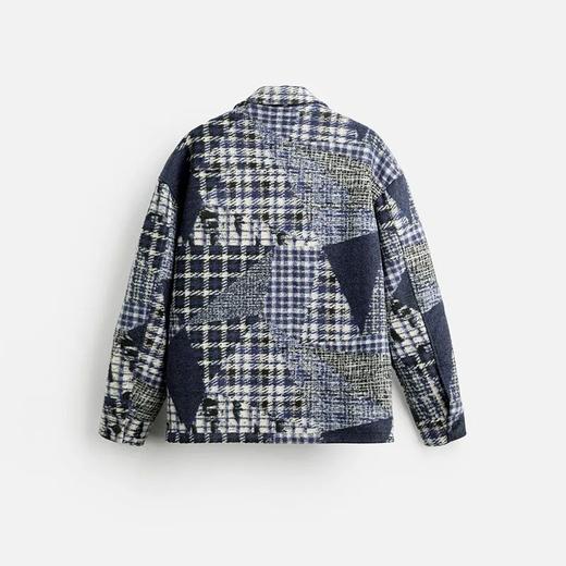 2024男士格子翻领痞帅宽松复古夹克休闲上衣格子衬衫外套 商品图3