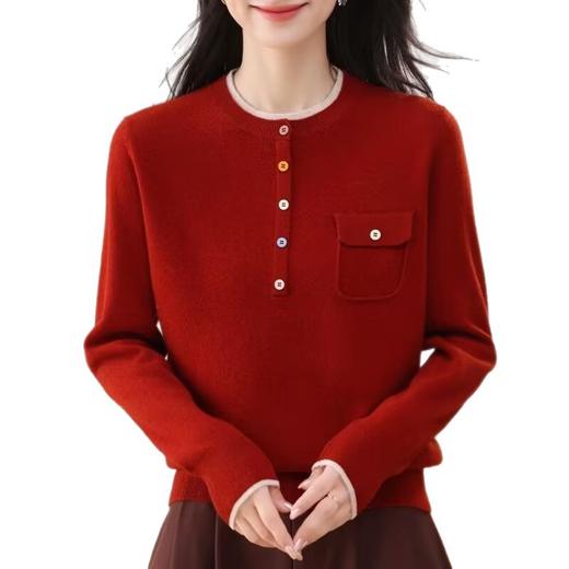 CC 62-745A羊毛衫圆领针织打底衫气质妈妈宽松毛衣 商品图4