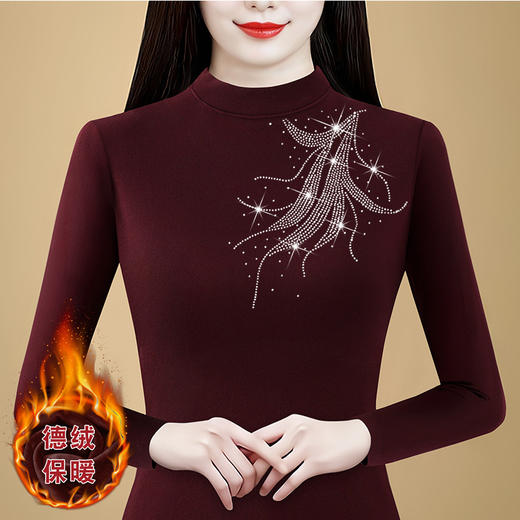 KQL 720G6733加绒加厚半高领打底衫修身显瘦上衣 商品图1