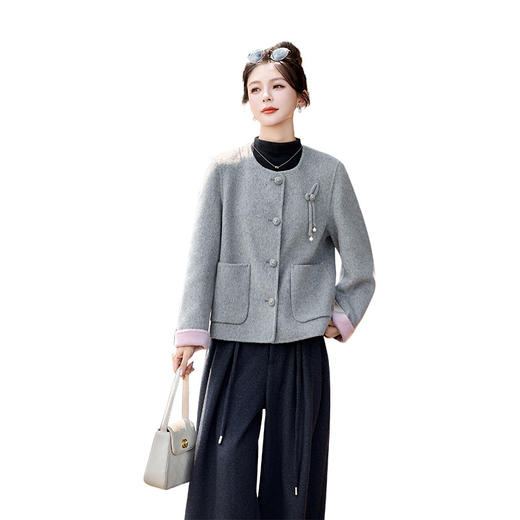 HR YJH5117优雅风双面羊毛大衣呢子毛呢外套 商品图4