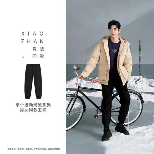 李宁男子冬季加绒保暖束脚收口运动裤AKLU617-2 商品图0