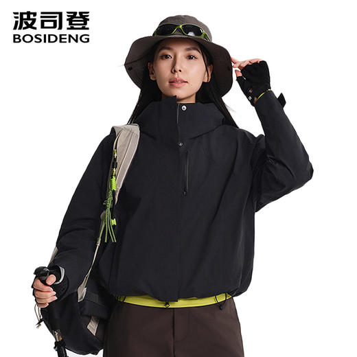 波司登2025秋新款女短款连帽冲锋衣鹅绒服防水B250331314 商品图2