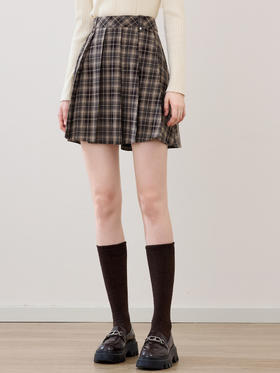 【百图lulu定制】【电影格纹短裙】仿毛呢 磨毛  格纹 短裙