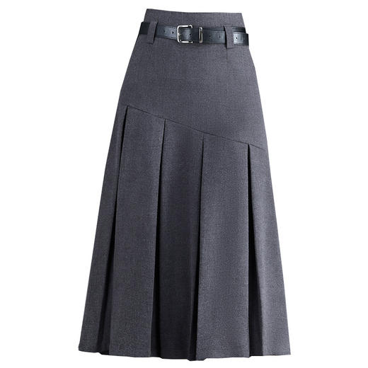 QYM 6990-Y毛呢百褶半身裙高腰裙 商品图4