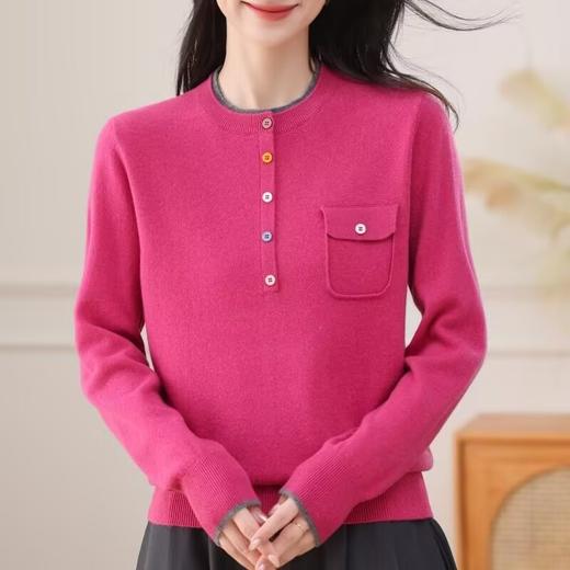 CC 62-745A羊毛衫圆领针织打底衫气质妈妈宽松毛衣 商品图2