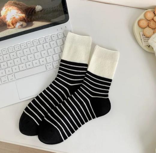 分镜头秋冬韩系复古双针拼色精梳棉百基础搭短袜（不单卖，3双起售） 商品图4
