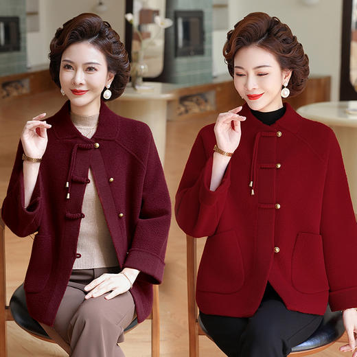 Q1108中式女装洋气国风中老年外套秋冬新款盘扣宽松舒适休闲妈妈装上衣 商品图0