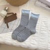 分镜头秋季新品潮流双罗口条纹撞色透气精梳棉中袜（不单卖，3双起售） 商品缩略图5