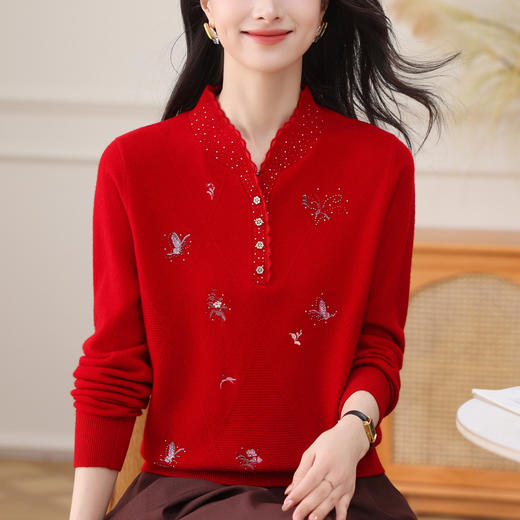 FQ 62-740A洋气优雅立领毛衣羊毛衫针织打底衫 商品图1