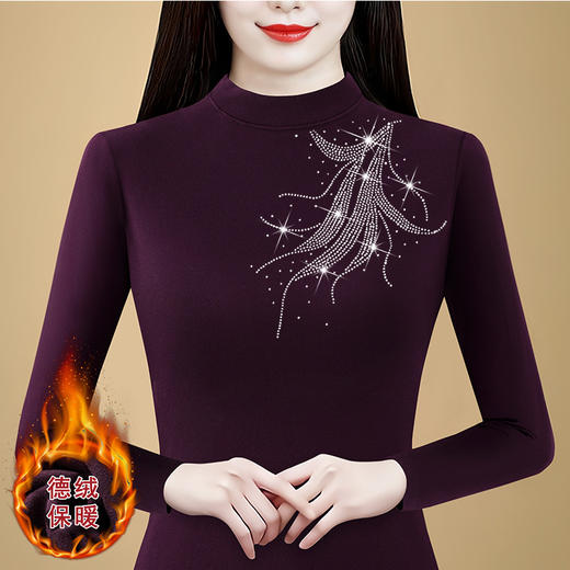 KQL 720G6733加绒加厚半高领打底衫修身显瘦上衣 商品图3