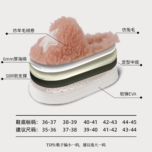 【极简高级风】2025新款高级感五角星厚底棉拖鞋室内家居防滑保暖毛毛拖鞋 商品图2
