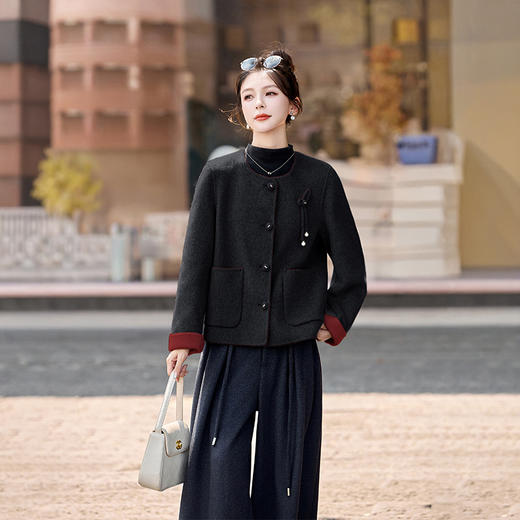 HR YJH5117优雅风双面羊毛大衣呢子毛呢外套 商品图3