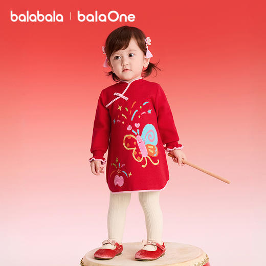 【balaOne】巴拉巴拉童装儿童连衣裙女童新中式旗袍裙春2025新款 商品图0