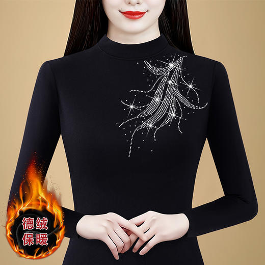 KQL 720G6733加绒加厚半高领打底衫修身显瘦上衣 商品图0