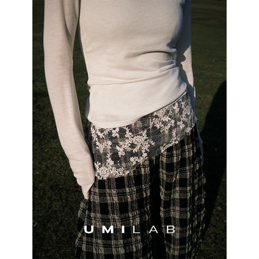 UMILAB｜光晕*绝美叠穿 柔软针织羊毛蕾丝拼接长袖T恤/U领背心T778W 商品图4