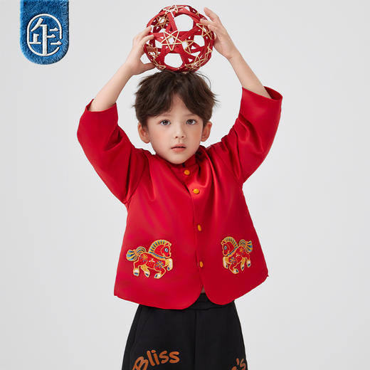【云优选】衣童装儿童加绒唐装外套男童女童秋冬新款新中式好彩头加绒唐装 商品图4