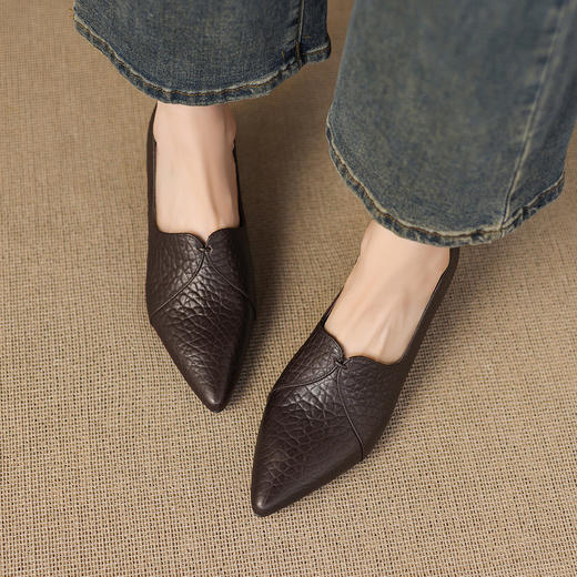 【预售5天】春秋新款法式复古高跟鞋优雅百搭防掉跟软底面真皮尖头深口单鞋女JLY&18-807 商品图1