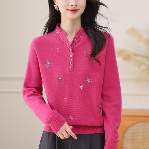 FQ 62-740A洋气优雅立领毛衣羊毛衫针织打底衫 商品图2