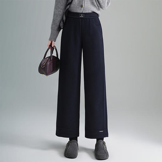 毛呢垂感直筒裤，松紧腰通勤时尚九分裤窄版阔腿裤MYX-QM-8953-L 商品图0