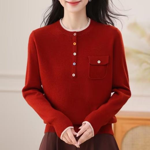 CC 62-745A羊毛衫圆领针织打底衫气质妈妈宽松毛衣 商品图3