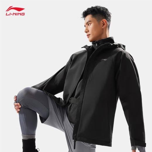 李宁男子冬季连帽健身风衣三合一运动外套AWBU009-1 商品图1