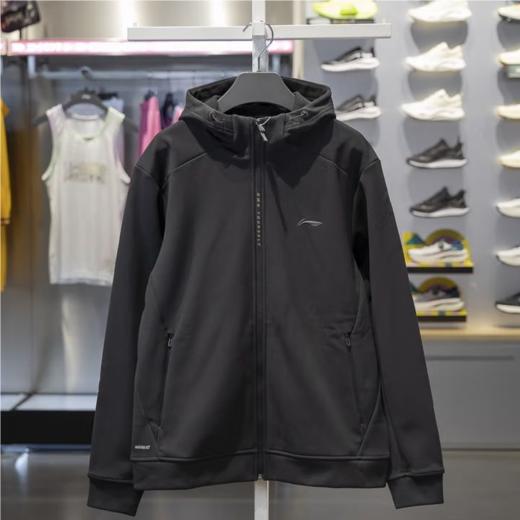 李宁男子冬季加绒拉链开衫卫衣外套AWDU577-1 商品图2