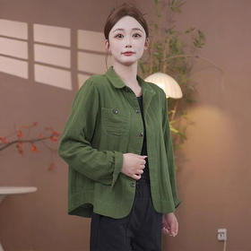 简约纯色妈妈装翻领衬衣2025早秋新款Z时尚中年女装大码百搭外套