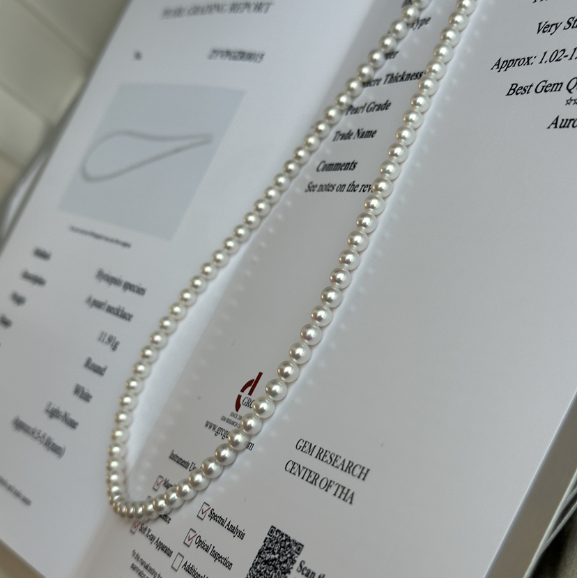天花板 GRC大证Best Gem Quality  Z ui 高珠宝品质 4.5-5mm 极光正圆完美无瑕 淡水珍珠 一物一证书